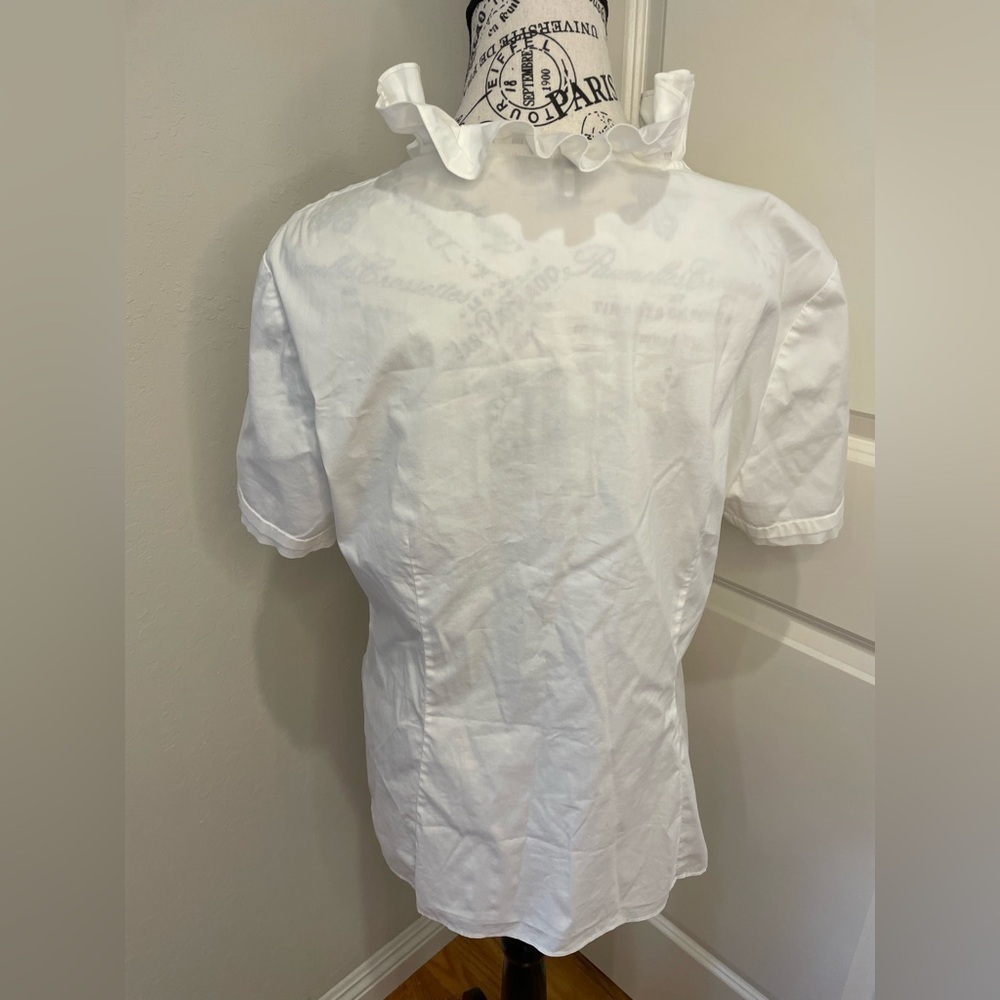 Lafayette 1448 New York off White Ruffle Short Sleeved Blouse size 12 - Picture 4 of 11